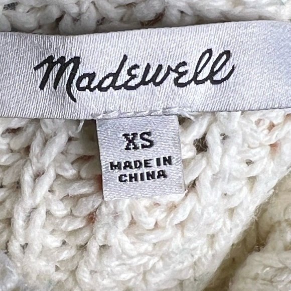 Madewell Sweater Womens M Cream Ribbed Green Striped Wide Turtleneck size XS - Picture 11 of 12